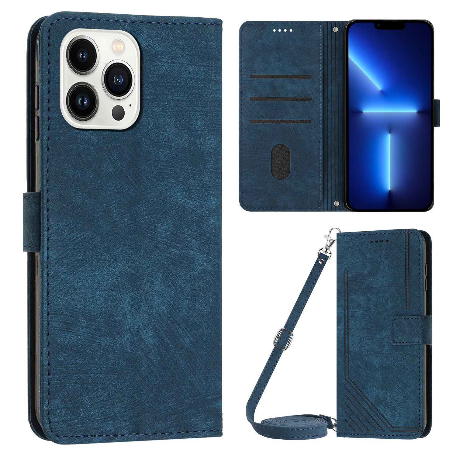 For iPhone 13 Pro 6.1 inch PU Leather Skin-touch Phone Case Lines Imprinted Wallet Stand Flip Cover For iPhone 13 Pro 6.1 inch PU Leather Skin-touch Phone Case Lines Imprinted Wallet Stand Flip Cover